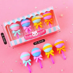Cute Dessert-Themed Pencil Erasers - Pack Of 4