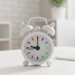 Tiny Vintage-Inspired Twin Bell Alarm Clock-White