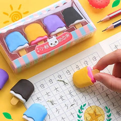Cute Dessert-Themed Pencil Erasers - Pack Of 4