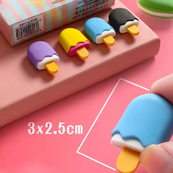 Cute Dessert-Themed Pencil Erasers - Pack Of 4