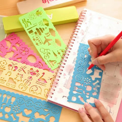 Kawaii Drawing Ruler & Stencil Set with Multicolour Pen