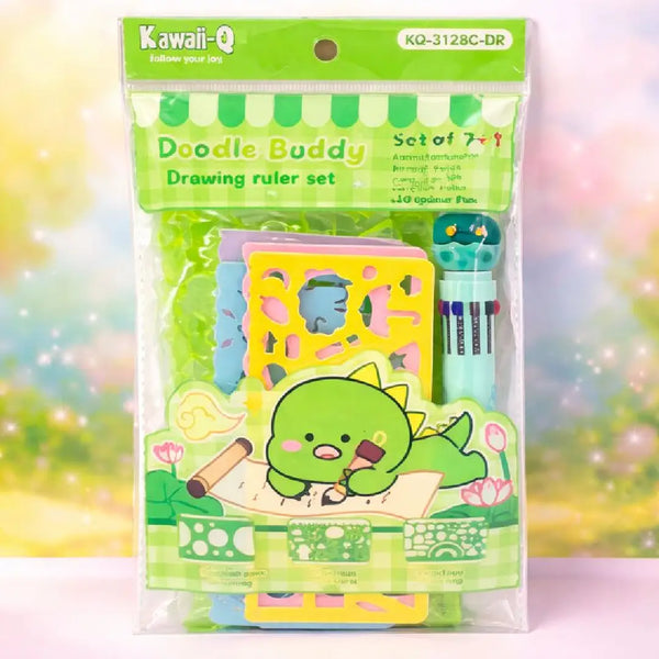 Kawaii Drawing Ruler & Stencil Set with Multicolour Pen