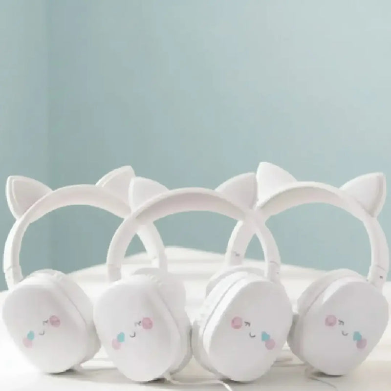 Kawaii Cute Cat Ear Wired Headphones with Comfortable Fit