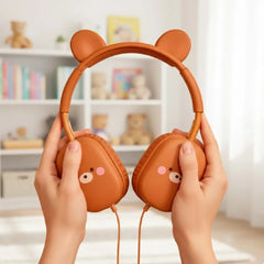 Kawaii Cute Bear Stylish Wired Headphones with Comfortable Fit