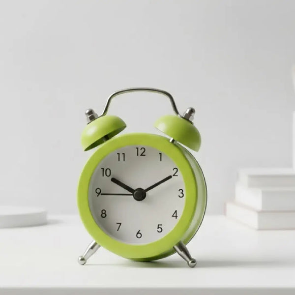 Mini Retro Twin Bell Alarm Clock Vintage Desk Decor-Green