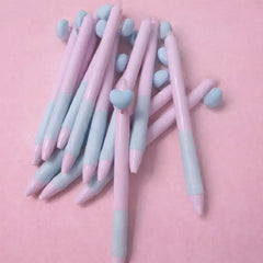 Aesthetic Pastel Blue Heart Gel Soft Grip Pens