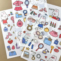 Kawaii Bunny Stationery Set: 4-Piece Decorative Sticker