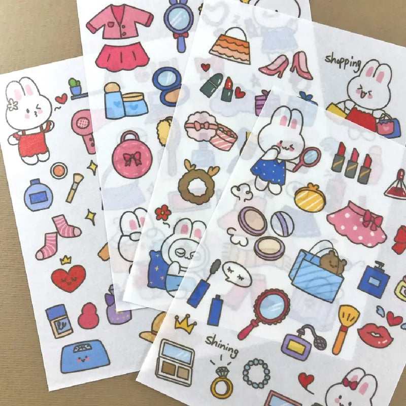 Kawaii Bunny Stationery Set: 4-Piece Decorative Sticker