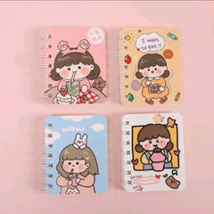 Cute Chibi Character  Illustration- Aesthetic A7 Mini Spiral Notepad
