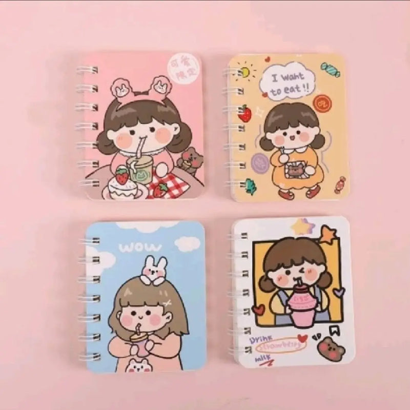 Cute Chibi Character  Illustration- Aesthetic A7 Mini Spiral Notepad