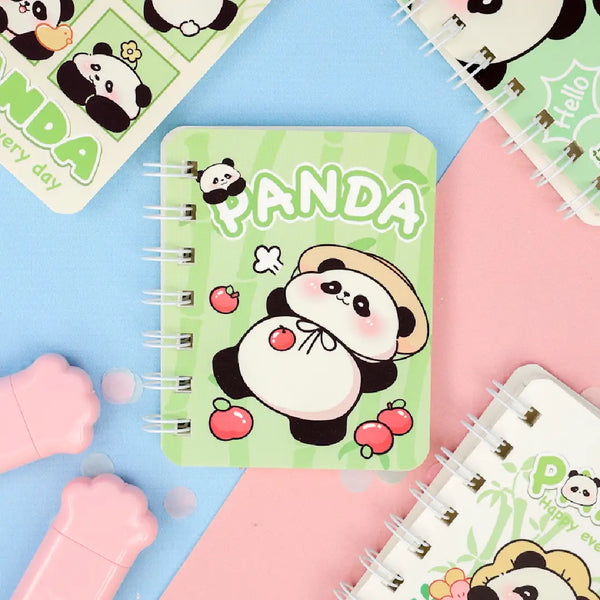 Cute Panda Illustration- Aesthetic A7 Mini Spiral Notepad