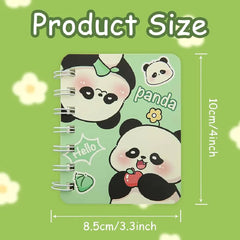 Cute Panda Illustration- Aesthetic A7 Mini Spiral Notepad