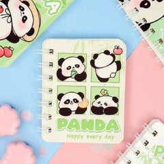 Cute Panda Illustration- Aesthetic A7 Mini Spiral Notepad