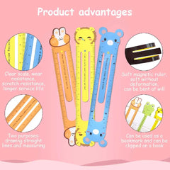 Kawaii Animal Clip-On Rulers – 2-in-1 Bookmark & 15cm Measuring Tool