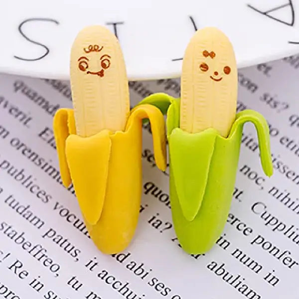 Creative Banana Fruit Erasers – 2PCS Cute Stationery