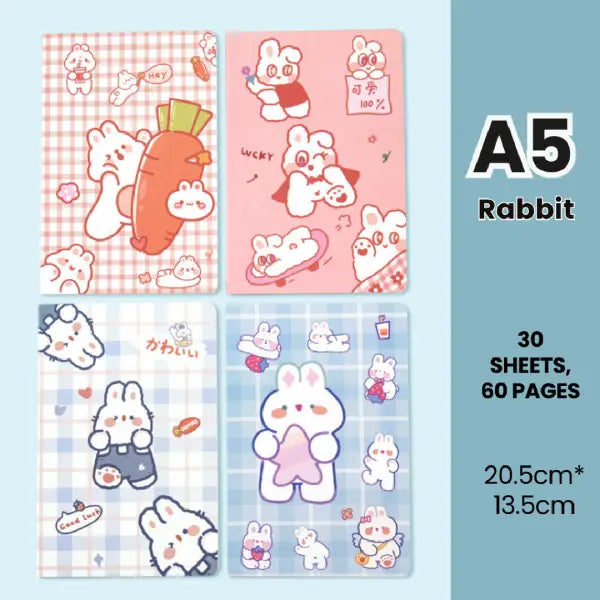 Lucky Cape Rabbit Illustration - Aesthetic Cover A5 Notebook