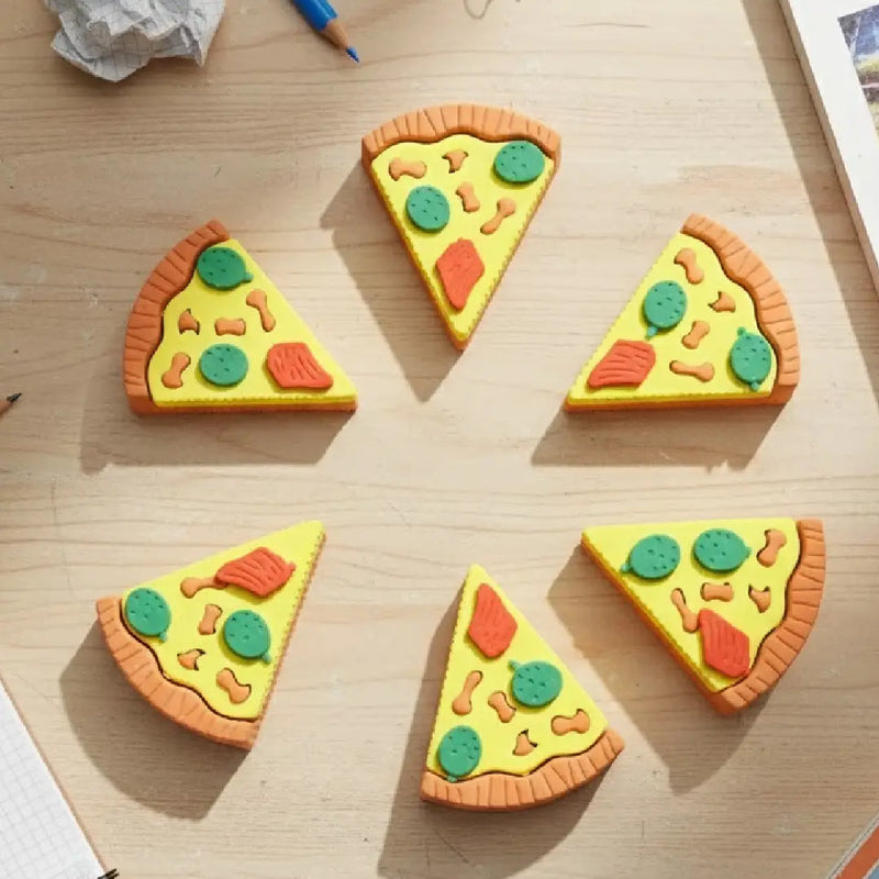 Pizza Slice Shaped Erasers Realistic Food Design