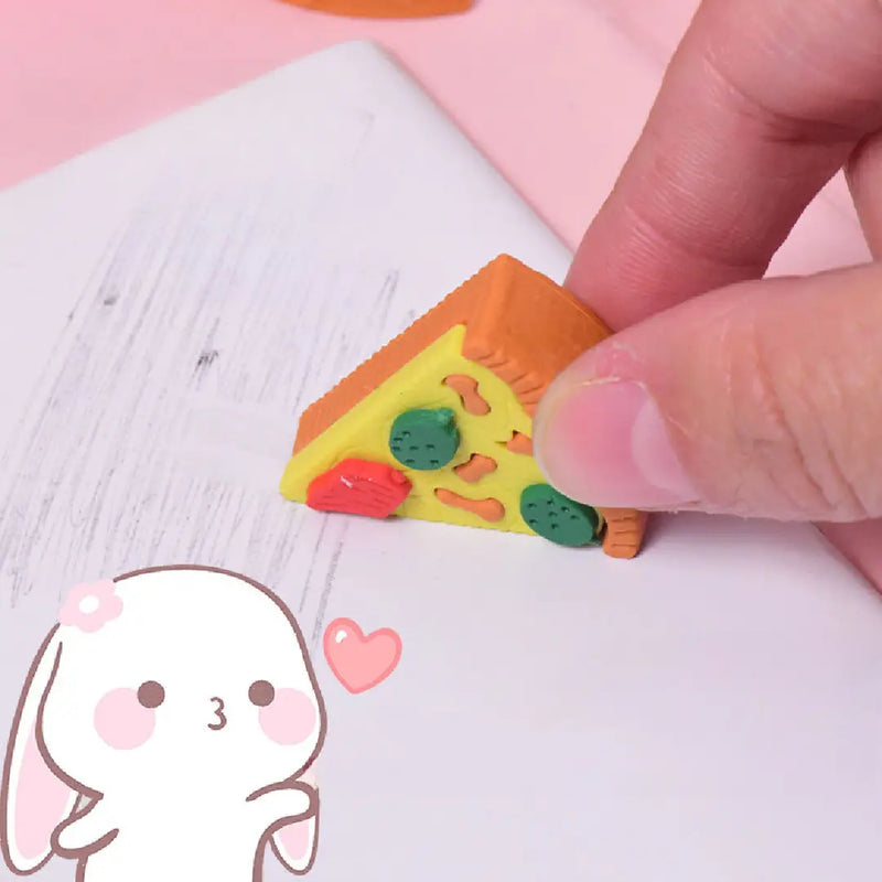 Pizza Slice Shaped Erasers Realistic Food Design