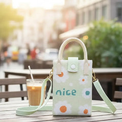 Kawaii Mini Canvas Crossbody Bag – Aesthetic Phone Purse with Cute Graphic Prints