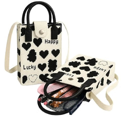 Kawaii Mini Canvas Crossbody Bag – Aesthetic Phone Purse with Cute Graphic Prints