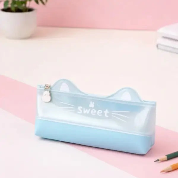 Cute Cat Design Pencil Pouch – Kawaii Cartoon Style