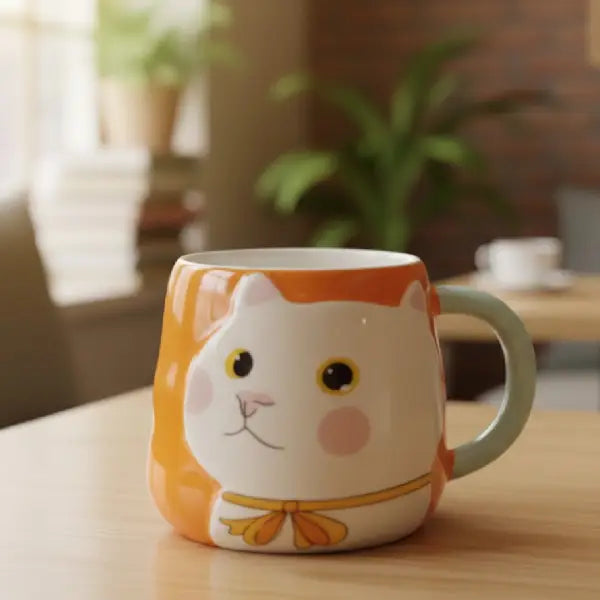 Adorable Kitty Face Mug – Pastel Ceramic Tea Cup, Cute Home & Gifting