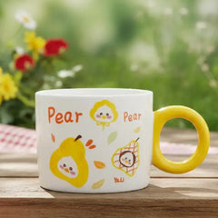 Kawaii Pear Ceramic Coffee Mug - Decorative Ceramic Fruit Cup with Sunshine Handle