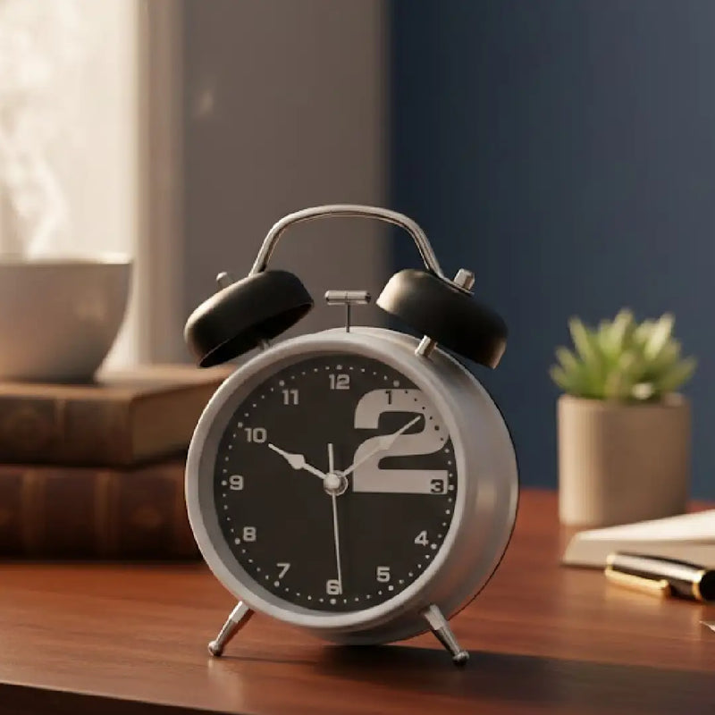 Retro Black Analog Twin Bell Alarm Clock Classic Desk Decor