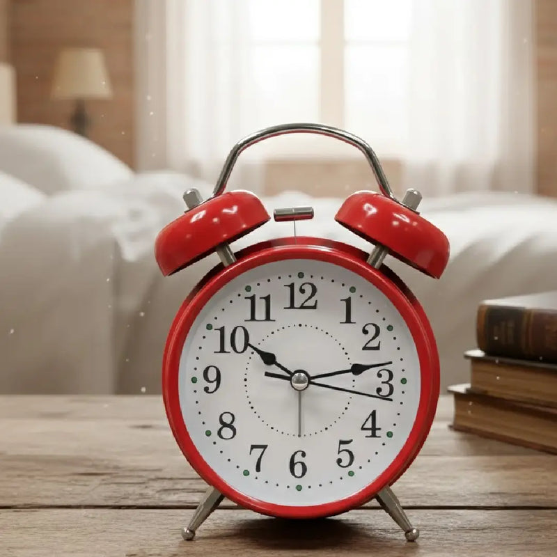 Vintage-Style Red Twin Bell Alarm Clock Loud Alarm & Built-in Backlight
