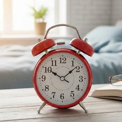 Vintage-Style Red Twin Bell Alarm Clock Loud Alarm & Built-in Backlight