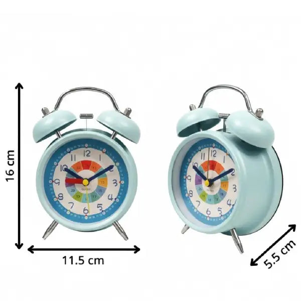Pastel Blue Vintage Style Twin Bell Alarm Clock