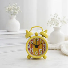 Tiny Retro Yellow Twin Bell Clock – Desktop Decor