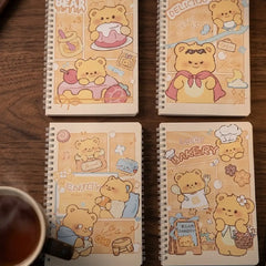 Honey Bear Illustration - Aesthetic Cover A5 Spiral Notebook