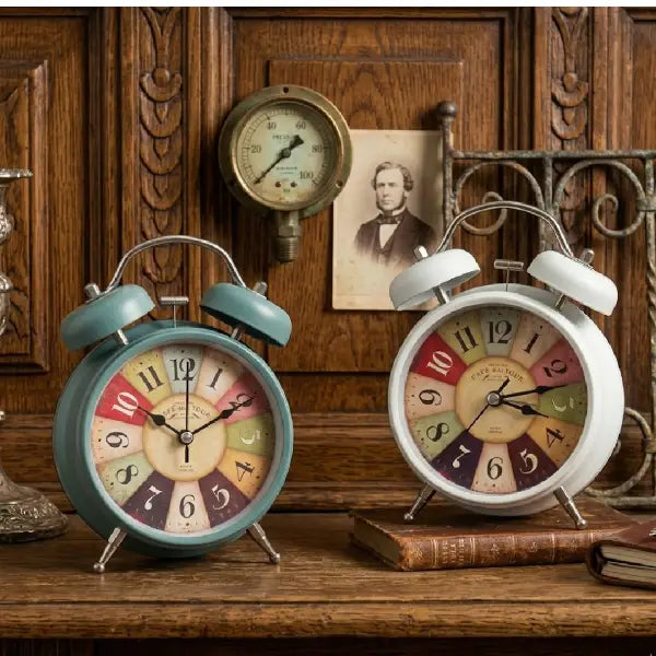 Vintage Colorful Twin Bell Alarm Clock – Matte Metal