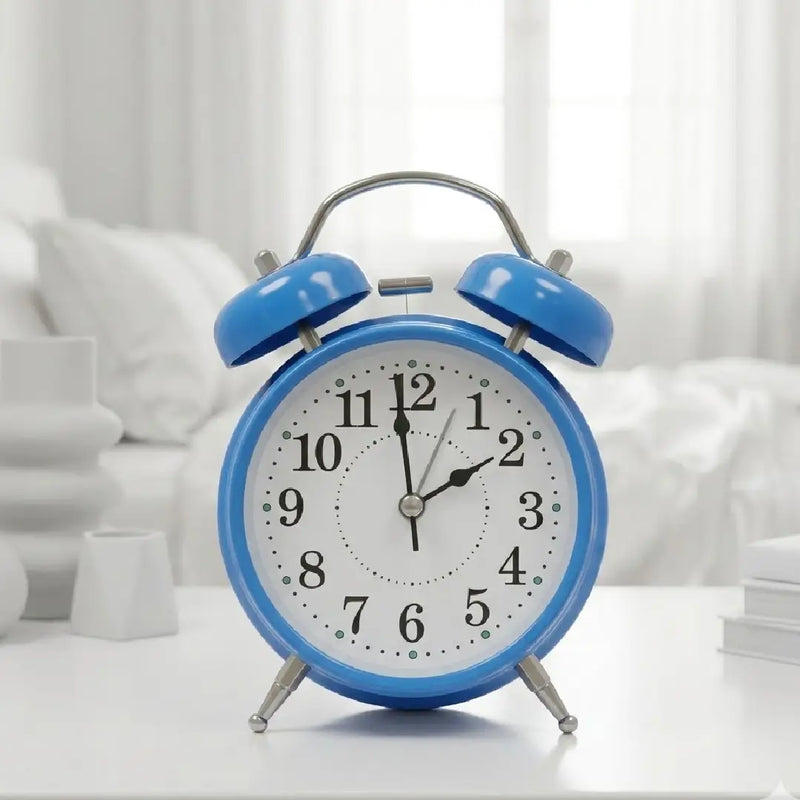 Vintage-Style Twin Bell Alarm Clock Loud Alarm & Built-in Backlight-Blue