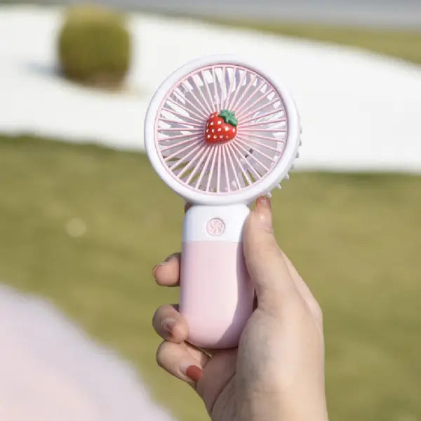 Fruit-Themed Rechargeable Mini Fan – 2-in-1 Handheld and Desk Fan