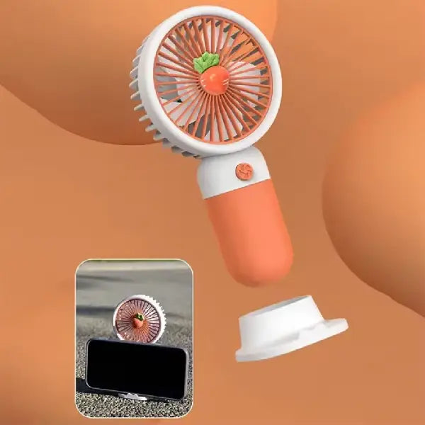 Fruit-Themed Rechargeable Mini Fan – 2-in-1 Handheld and Desk Fan