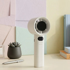 Turbo Power Handheld Fan with LED Display & Adjustable Speed-White