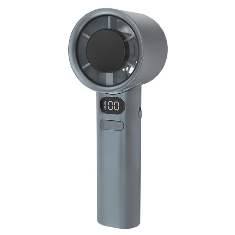 Turbo Power Handheld Fan with LED Display & Adjustable Speed-Gray