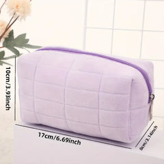 Soft Plush Makeup Organizer Pouch with Secure Zipper Closure