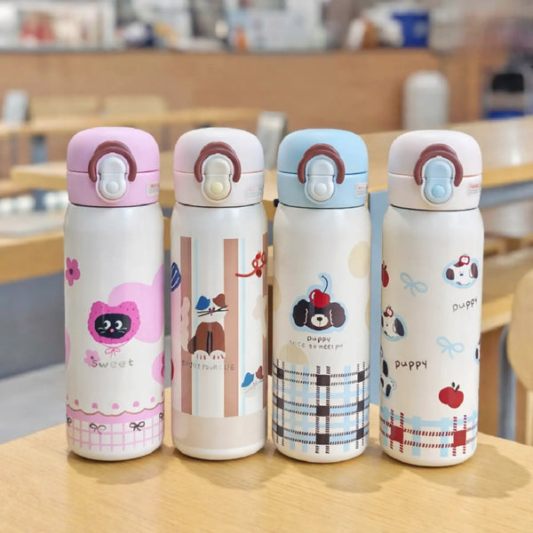 Animal Series Insulated Water Bottle with Built-in Straw