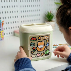 Kawaii Aesthetic Desktop Organizer with DIY Sticker Sheet