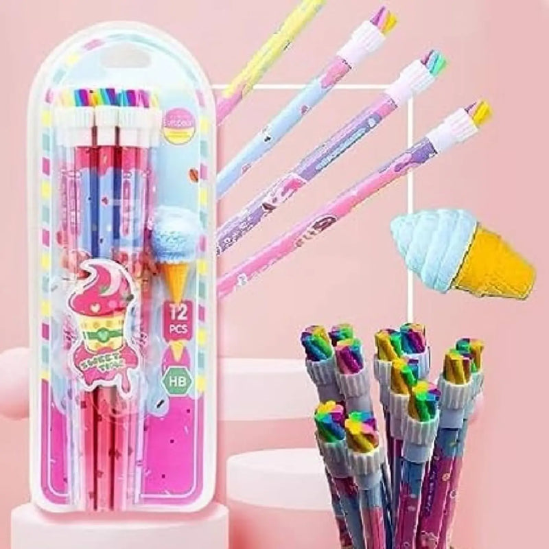 Ice-Cream Erasers Pencil Stationary Set 13 in 1
