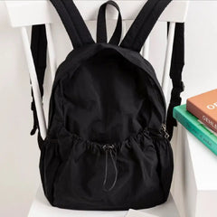 Casual Backpack Large Capacity Retro Nylon Backpack - Black
