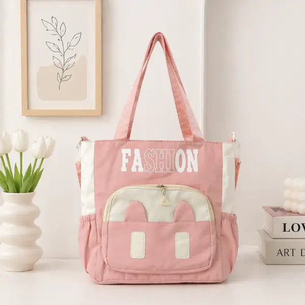 Blush Bunny Pocket Korean Style Tote Bag