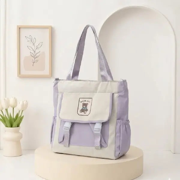 Kawaii Korean Style Premium Tote Bag With Bear Logo