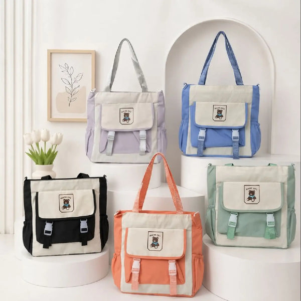 Kawaii Korean Style Premium Tote Bag With Bear Logo