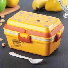 Double Layer Golden Yellow Bento Lunch Box With Handle