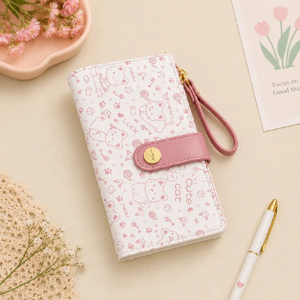 Cute Kitty Zipper Pocket Korean Style Clutch Wallet