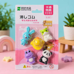 Colourful Animal Theme Eraser Pack of 5